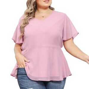 Short Sleeve Soft Lightweight Chiffon Tunic Tops